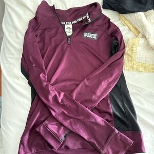 PINK Victoria's Secret Maroon Quarter-Zip Top